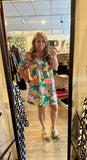 Emerald Jacquard Paisley Print Puff Sleeve Tunic Dress K1826