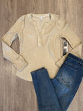 Bone V-NECK HENLEY TOP