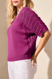 S/S FANCY STITCH SWTR W/SPECIAL WASH- Passion Fruit