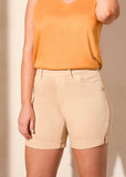 PULL ON SHORT W/ HEM SLITS- Safari