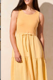 MIXED-MEDIA SLVLESS MAXI DRESS- Sun Ray