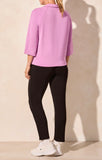 3/4 SLV HENLEY TOP W/SIDE SLITS-BLOOM