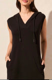 SLVLESS HOODED DRESS W/POCKETS- Black