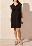 SLVLESS HOODED DRESS W/POCKETS- Black
