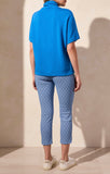 S/S FUNNEL NECK TOP W/DRAWCORD- Riviera