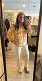 3 /4 SLV BLOUSE W/ SMOCKED YOKE