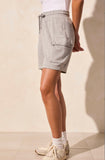L/S COLOR BLOCK MOCK NK TOP W/ZIPPER/PULL ON CARGO SHORT