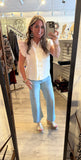White Button-Up Crinkle Top G15387
