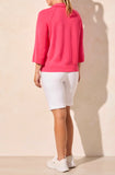3/4 SLV HENLEY TOP W/SIDE SLITS- Beetroot