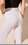 AUDREY PULL ON STRAIGHT CROP JEANS W/ FRONT CREASE- White