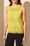 SLVLESS SWEATER TOP W/HEM FRINGE-AVOCADO