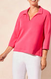 3/4 SLV HENLEY TOP W/SIDE SLITS- Beetroot