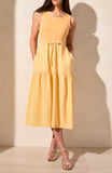 MIXED-MEDIA SLVLESS MAXI DRESS- Sun Ray