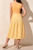 MIXED-MEDIA SLVLESS MAXI DRESS- Sun Ray