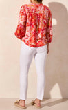 3/4 SLV BLOUSE W/ SMOCKED YOKE