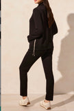 L/S MOCK NECK CARDIGAN/PULL ON ANKLE PANT W/ZIP PKTS