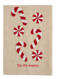 Mud Pie Candy Cane Beaded Hand Towel