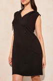 SLVLESS HOODED DRESS W/POCKETS- Black