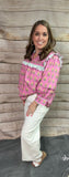 Pink Printed 3/4 Puff Sleeve Top
