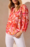 3/4 SLV BLOUSE W/ SMOCKED YOKE