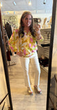 3 /4 SLV BLOUSE W/ SMOCKED YOKE