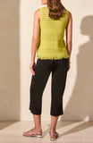 SLVLESS SWEATER TOP W/HEM FRINGE-AVOCADO