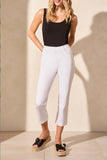AUDREY PULL ON STRAIGHT CROP JEANS W/ FRONT CREASE- White