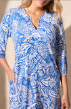 3/4 SLV DRESS W/NECKLINE DETAIL