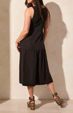 MIXED-MEDIA SLVLESS MAXI DRESS- Black
