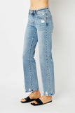 MID RISE MEDIUM WASH DESTROY STRAIGHT