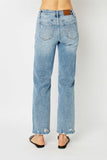 MID RISE MEDIUM WASH DESTROY STRAIGHT