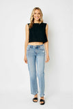 MID RISE MEDIUM WASH DESTROY STRAIGHT