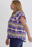 Blue Combo Print Top