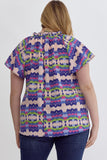 Blue Combo Print Top