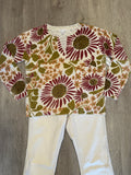 L/S SPLIT V- NECK PRINTED SWTR