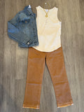 SOPHIA MICRO FLARE CROP JEANS W/RELEASED HEM-Cashew
