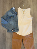 SOPHIA MICRO FLARE CROP JEANS W/RELEASED HEM-Cashew