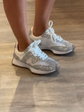 Corky’s No Prob Sneakers- White w/ Clear Rhinestones