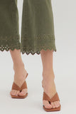 Olive High Waist Embroidered Ankle Pant P26396