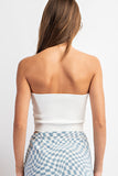 Off White Ribbed Bandeau Top
