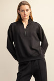 Black Modal Scuba Luxe V-Neck Pullover J3103
