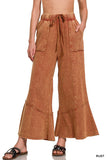 Rust Exposed-Seam Flare Hem Pants