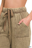 Rust Exposed-Seam Flare Hem Pants