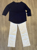 3/4 SLV V NECK RAGLAN SWEATER
