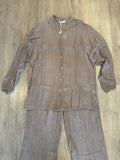 Bellisa Italian Plisse Button Shirt-Taupe