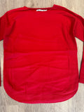 FX Cashmere 2-Pocket Scoop Neck Sweater- Crimson