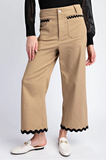 Taupe Ric Rac Cropped Pants