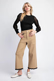 Taupe Ric Rac Cropped Pants