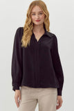 Black Open Collared Neck Top