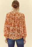 Pumpkin Print Button Top